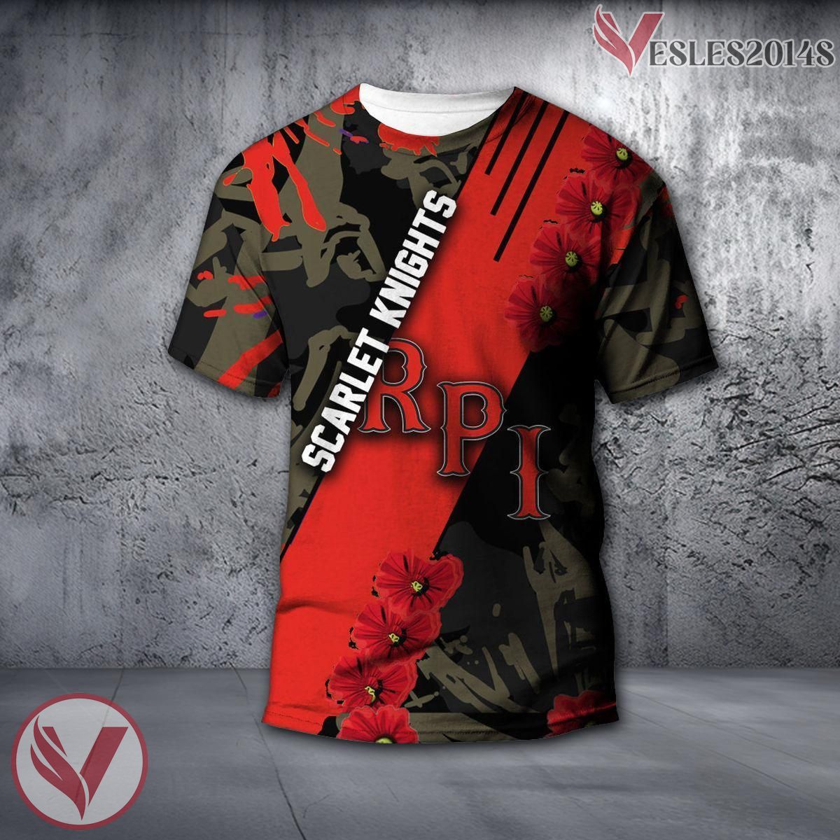 Rutgers Scarlet Knights NCAA With Red Poppy Flower 3D Shirt, Unique Gift For Fans - Vesles2014S