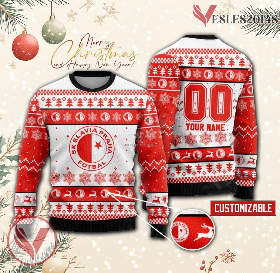 SK Slavia Praha Custom Ugly Christmas Sweater, Unique Gift For Fans - Vesles2014s