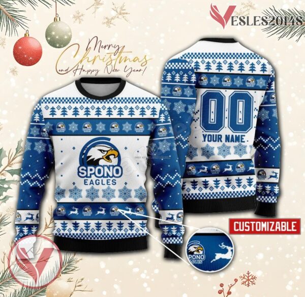SPONO Eagles Handball Custom Ugly Christmas Sweater, Unique Gift For Fans - Vesles2014s