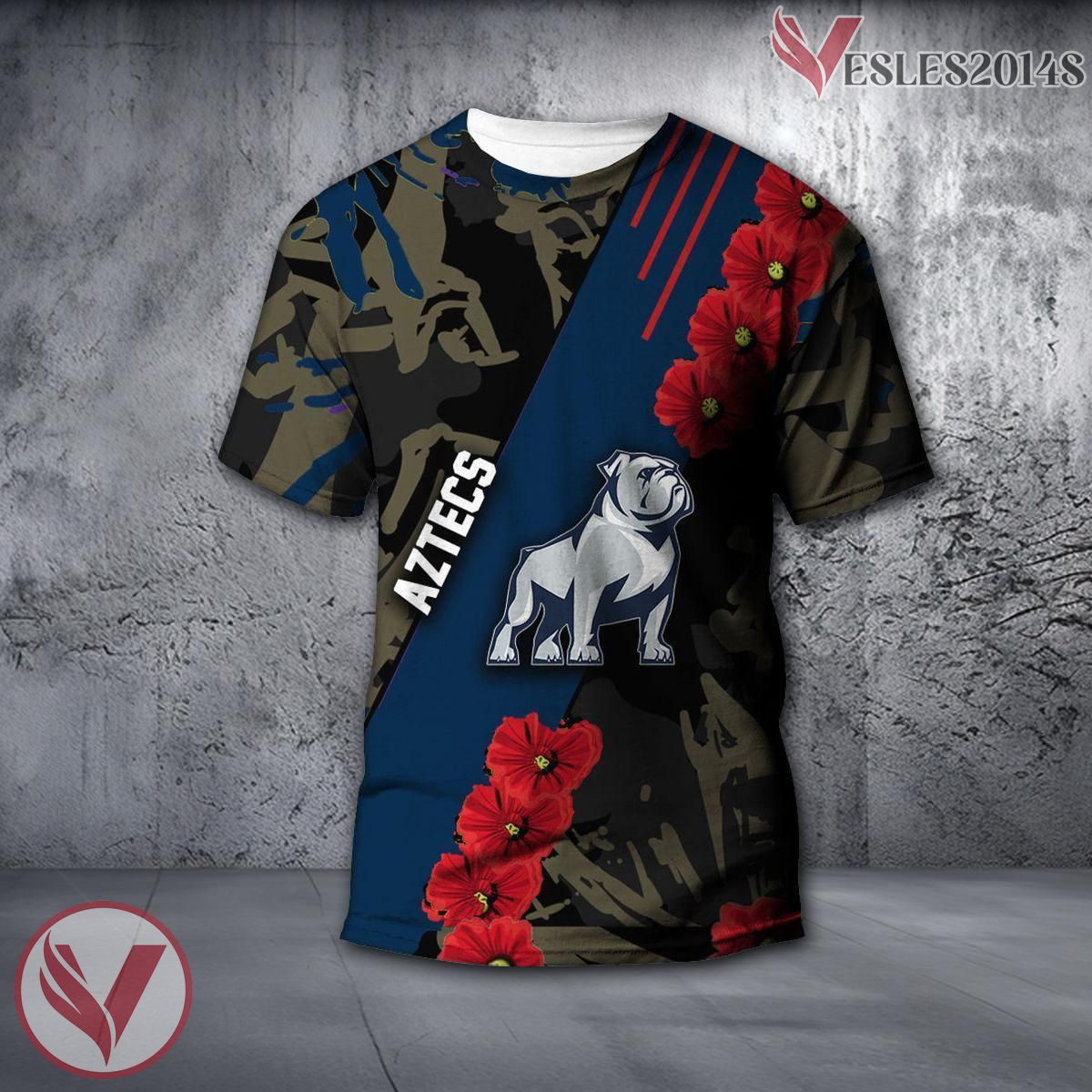 San Diego State Aztecs NCAA With Red Poppy Flower 3D Shirt, Unique Gift For Fans - Vesles2014S