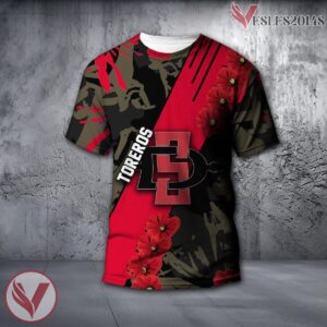 San Diego Toreros NCAA With Red Poppy Flower 3D Shirt, Unique Gift For Fans - Vesles2014S