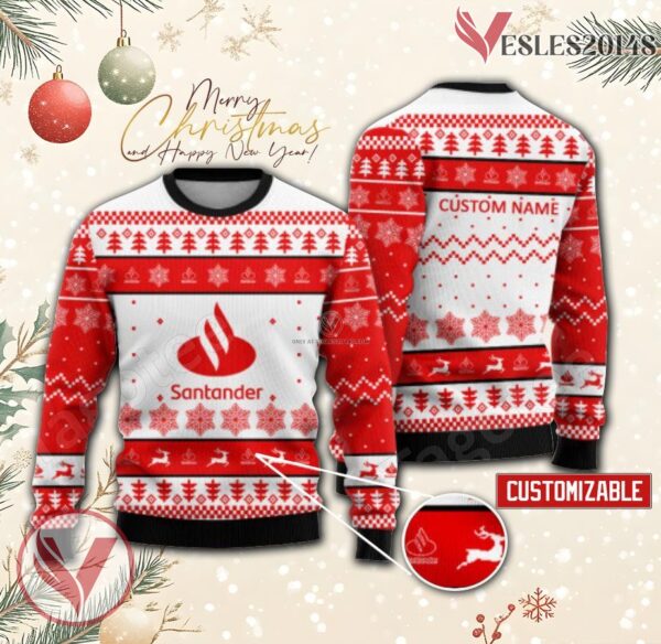 Santander Spain Logo Personalized Ugly Christmas Sweater, Unique Gift For Fans - Vesles2014s