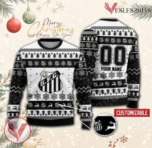 Santos FC Custom Ugly Christmas Sweater, Unique Gift For Fans - Vesles2014s