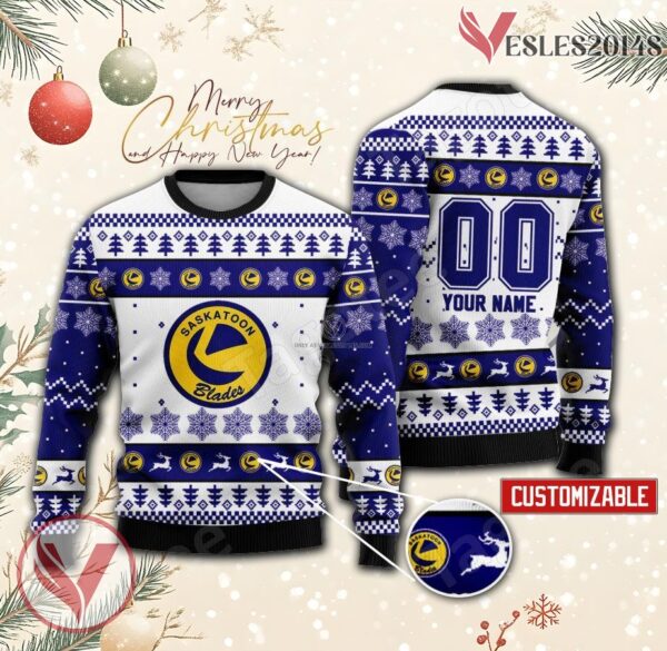 Saskatoon Blades Hockey Custom Ugly Christmas Sweater, Unique Gift For Fans - Vesles2014s