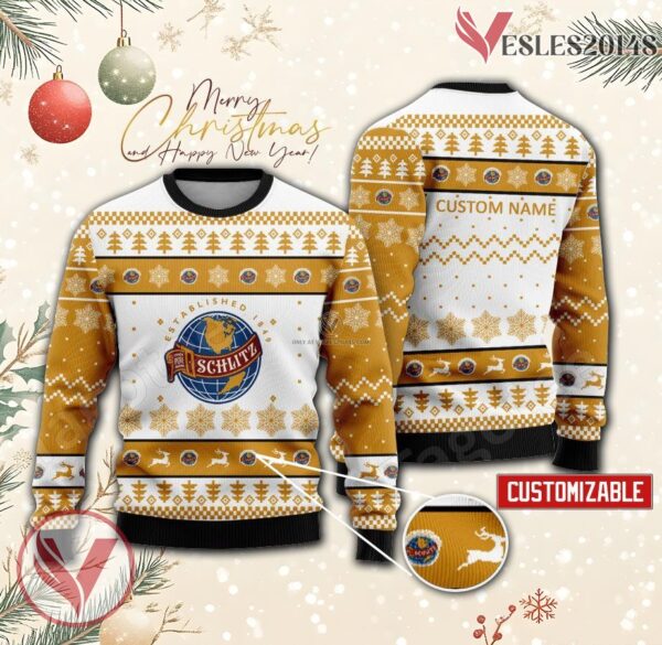 Schlitz Logo Personalized Ugly Christmas Sweater, Unique Gift For Fans - Vesles2014s