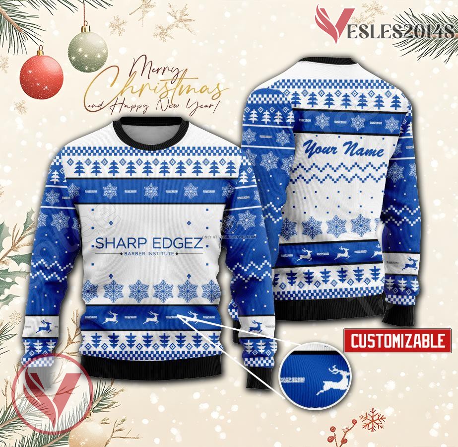 Sharp Edgez Barber Institute Custom Ugly Christmas Sweater, Unique Gift For Fans - Vesles2014s