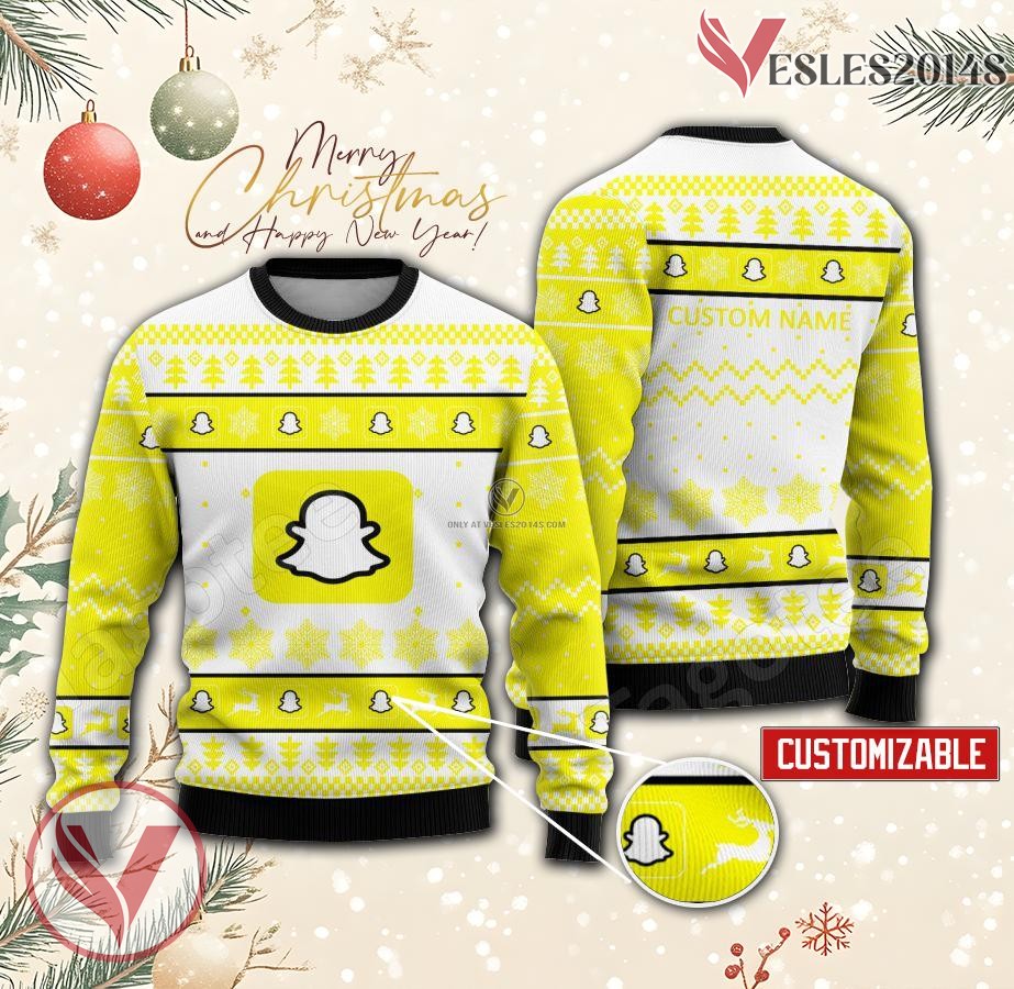 Snap Logo Personalized Ugly Christmas Sweater, Unique Gift For Fans - Vesles2014s