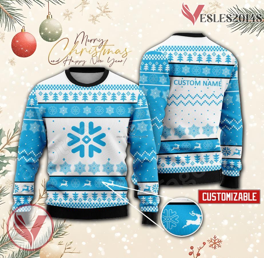 Snowflake Logo Personalized Ugly Christmas Sweater, Unique Gift For Fans - Vesles2014s
