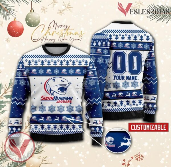 South Alabama College Rugby Custom Ugly Christmas Sweater, Unique Gift For Fans - Vesles2014s