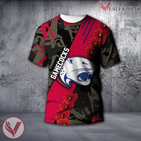 South Carolina Gamecocks NCAA With Red Poppy Flower 3D Shirt, Unique Gift For Fans - Vesles2014S