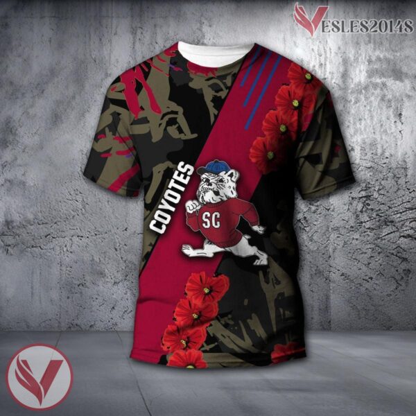 South Dakota Coyotes NCAA With Red Poppy Flower 3D Shirt, Unique Gift For Fans - Vesles2014S