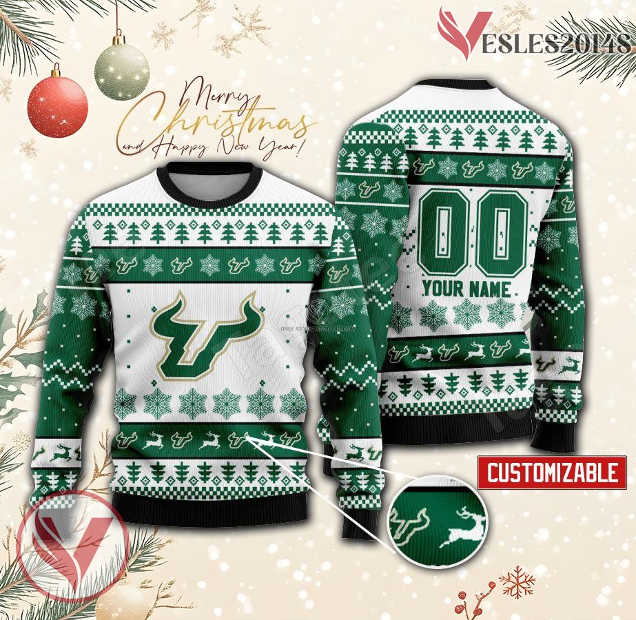South Florida College Rugby Custom Ugly Christmas Sweater, Unique Gift For Fans - Vesles2014s