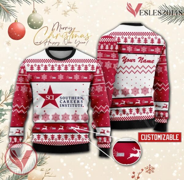 Southern Careers Institute-Brownsville Logo Custom Ugly Christmas Sweater, Unique Gift For Fans - Vesles2014s