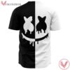 Split Black And White Marshmello Baseball Jersey For EDM Festivals - Vesles2014s