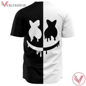 Split Black And White Marshmello Baseball Jersey For EDM Festivals - Vesles2014s