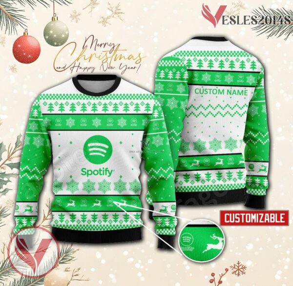Spotify Music Logo Personalized Ugly Christmas Sweater, Unique Gift For Fans - Vesles2014s
