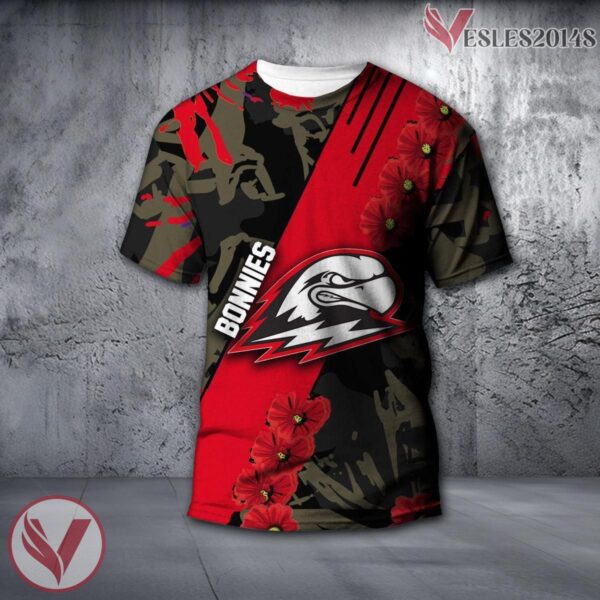 St. Bonaventure Bonnies NCAA With Red Poppy Flower 3D Shirt, Unique Gift For Fans - Vesles2014S