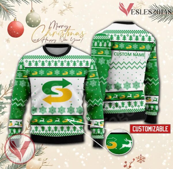 Subway Personalized Logo Ugly Christmas Sweater, Unique Gift For Fans - Vesles2014s