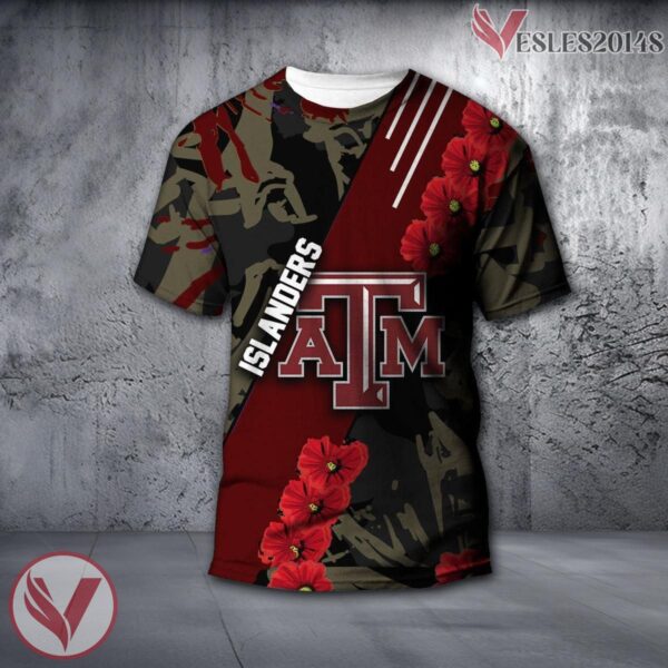 Texas A&M-Corpus Christi NCAA With Red Poppy Flower 3D Shirt, Unique Gift For Fans - Vesles2014S