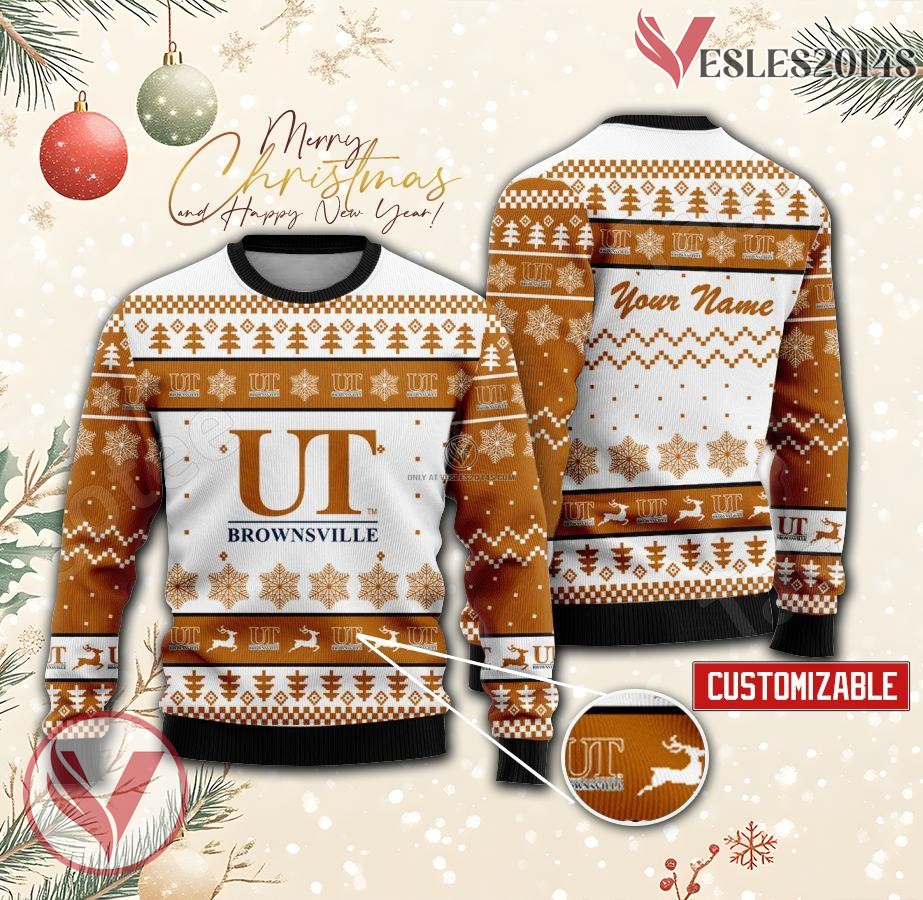 The University of Texas at Brownsville Logo Custom Ugly Christmas Sweater, Unique Gift For Fans - Vesles2014s