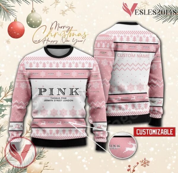 Thomas Pink Logo Personalized Ugly Christmas Sweater, Unique Gift For Fans - Vesles2014s