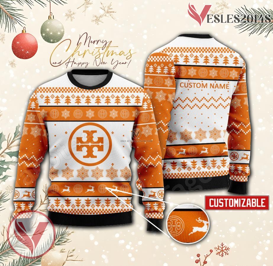 Tory Burch Logo Personalized Ugly Christmas Sweater, Unique Gift For Fans - Vesles2014s