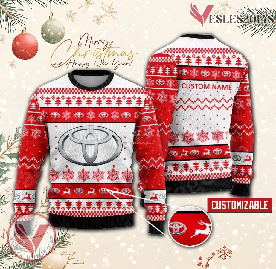 Toyota Logo Personalized Ugly Christmas Sweater, Unique Gift For Fans - Vesles2014s