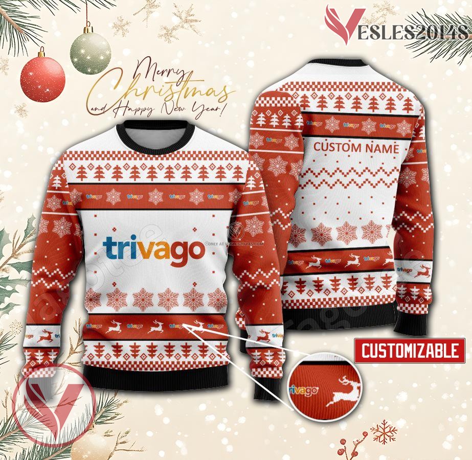 Trivago Logo Personalized Ugly Christmas Sweater, Unique Gift For Fans - Vesles2014s