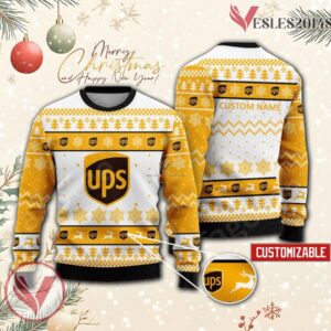 UPS Logo Personalized Ugly Christmas Sweater, Unique Gift For Fans - Vesles2014s