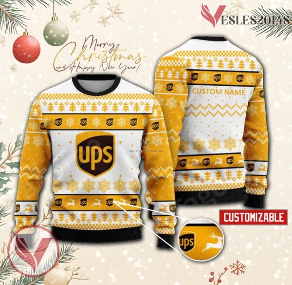 UPS Logo Personalized Ugly Christmas Sweater, Unique Gift For Fans - Vesles2014s