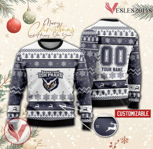 USK Praha Basketball Custom Ugly Christmas Sweater, Unique Gift For Fans - Vesles2014s