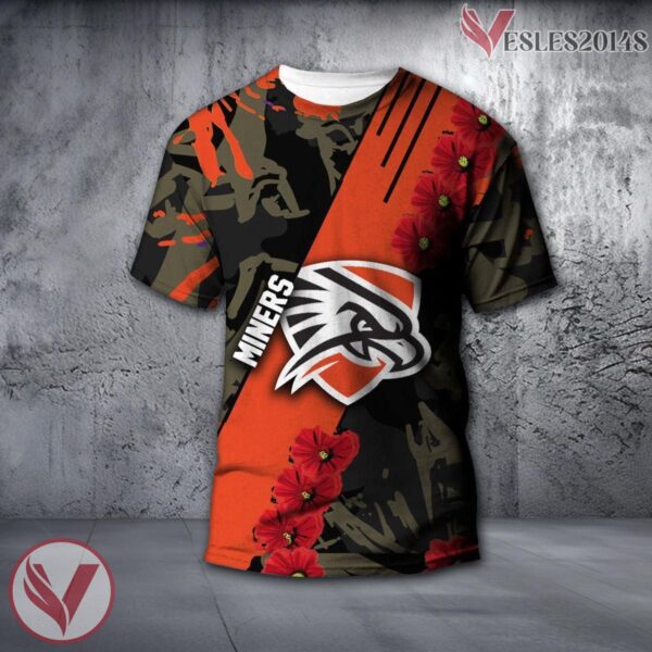 UTEP Miners NCAA With Red Poppy Flower 3D Shirt, Unique Gift For Fans - Vesles2014S