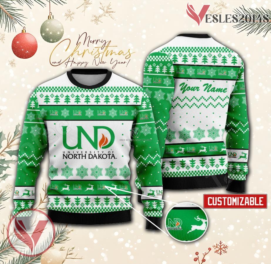University of North Dakota Custom Ugly Christmas Sweater, Unique Gift For Fans - Vesles2014s