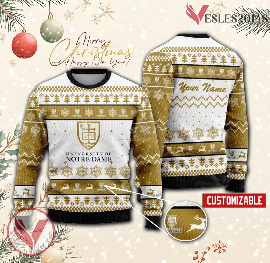 University of Notre Dame Custom Ugly Christmas Sweater, Unique Gift For Fans - Vesles2014s