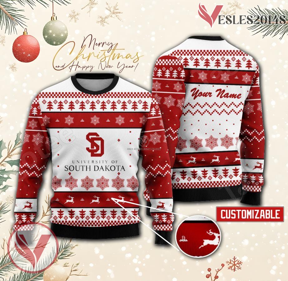 University of South Dakota Custom Ugly Christmas Sweater, Unique Gift For Fans - Vesles2014s