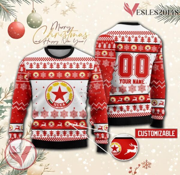 VC CSKA Sofia Volleyball Custom Ugly Christmas Sweater, Unique Gift For Fans - Vesles2014s