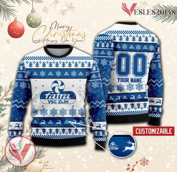 VSC Fatra Zlín Volleyball Custom Ugly Christmas Sweater, Unique Gift For Fans - Vesles2014s