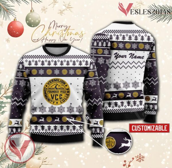 Vermilion Community College Custom Ugly Christmas Sweater, Unique Gift For Fans - Vesles2014s