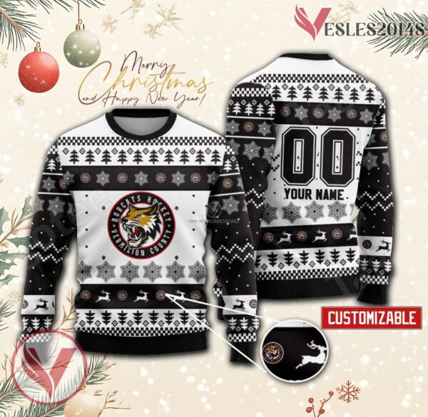 Vermilion County Bobcats Hockey Custom Ugly Christmas Sweater, Unique Gift For Fans - Vesles2014s