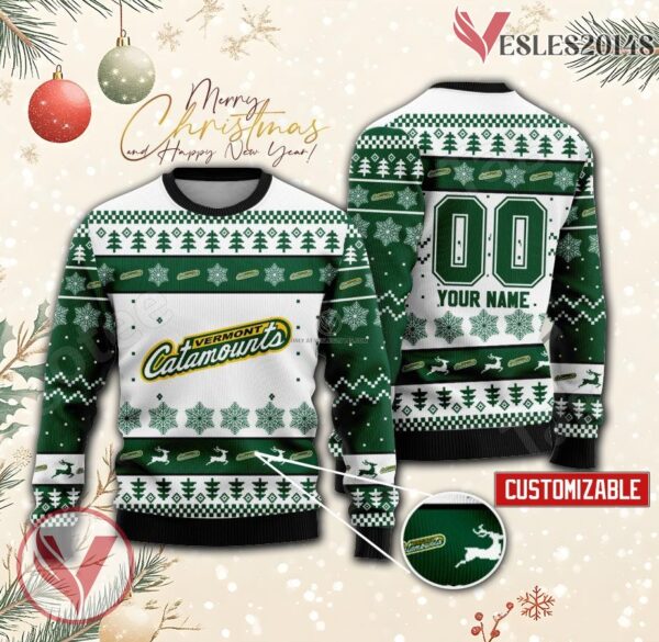 Vermont Catamounts Hockey Custom Ugly Christmas Sweater, Unique Gift For Fans - Vesles2014s