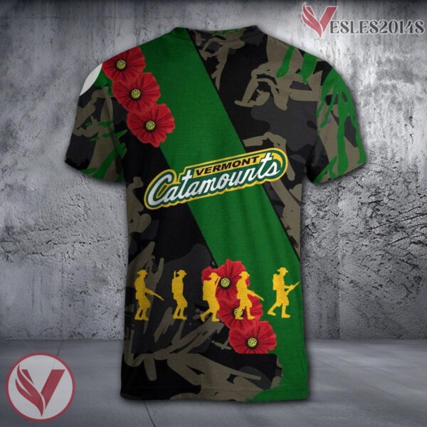 Vermont Catamounts NCAA With Red Poppy Flower 3D Shirt, Unique Gift For Fans - Vesles2014S 1