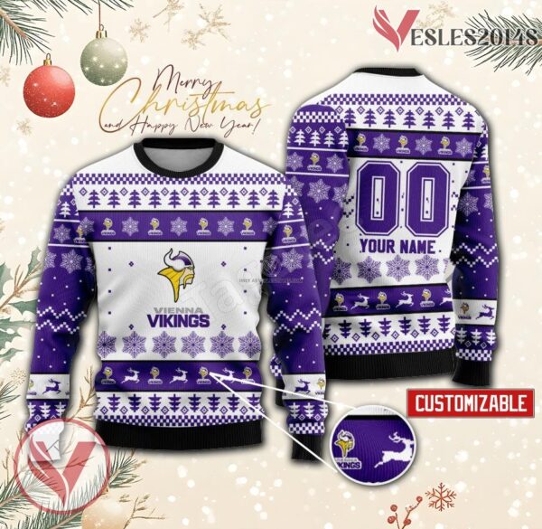 Vikings Vienna Rugby Custom Ugly Christmas Sweater, Unique Gift For Fans - Vesles2014s