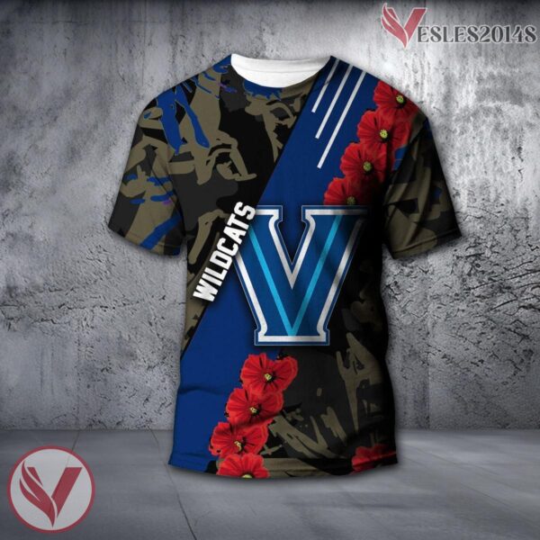 Villanova Wildcats NCAA With Red Poppy Flower 3D Shirt, Unique Gift For Fans - Vesles2014S