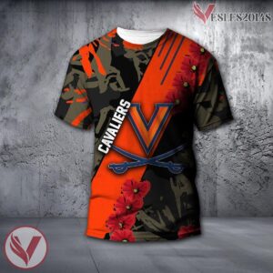 Virginia Cavaliers NCAA With Red Poppy Flower 3D Shirt, Unique Gift For Fans - Vesles2014S