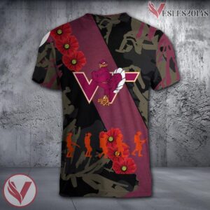 Virginia Tech Hokies NCAA With Red Poppy Flower 3D Shirt, Unique Gift For Fans - Vesles2014S 1
