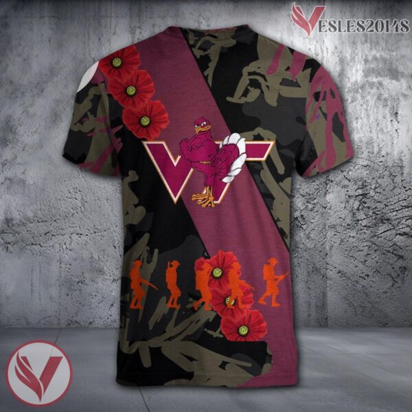 Virginia Tech Hokies NCAA With Red Poppy Flower 3D Shirt, Unique Gift For Fans - Vesles2014S 1