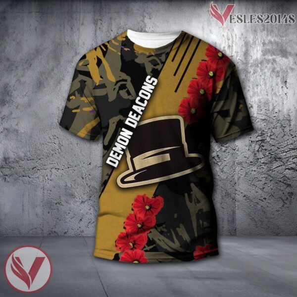 Wake Forest Demon Deacons NCAA With Red Poppy Flower 3D Shirt, Unique Gift For Fans - Vesles2014S