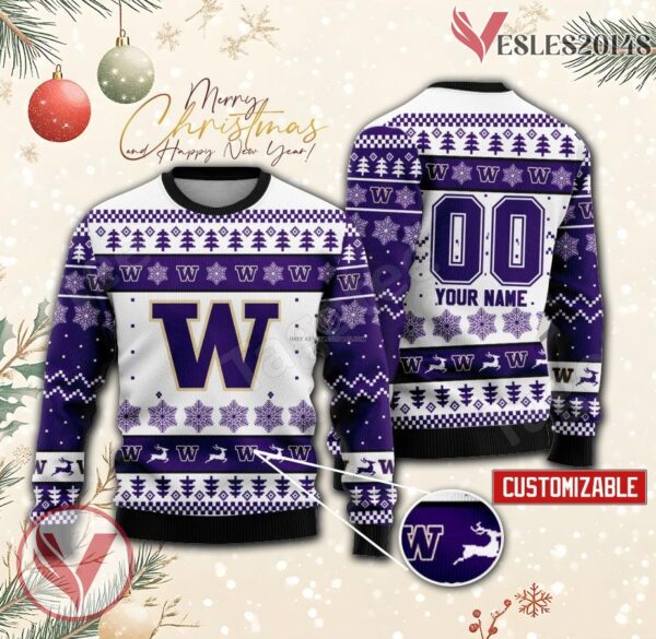 Washington Huskies College Rugby Custom Ugly Christmas Sweater, Unique Gift For Fans - Vesles2014s