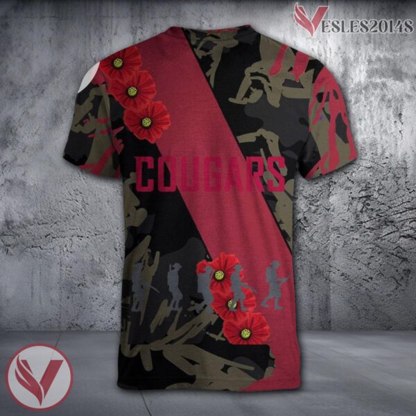 Washington State Cougars NCAA With Red Poppy Flower 3D Shirt, Unique Gift For Fans - Vesles2014S 1