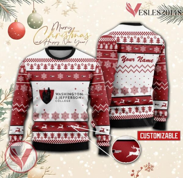 Washington and Jefferson College Personalized Ugly Christmas Sweater, Unique Gift For Fans - Vesles2014s